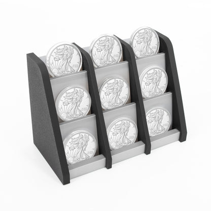 Coin Display Stand for American Silver Eagles Dollars Maple Leafs Libertads and Coin Capsules, Sturdy Silver Eagle Holder for Collectible Coins