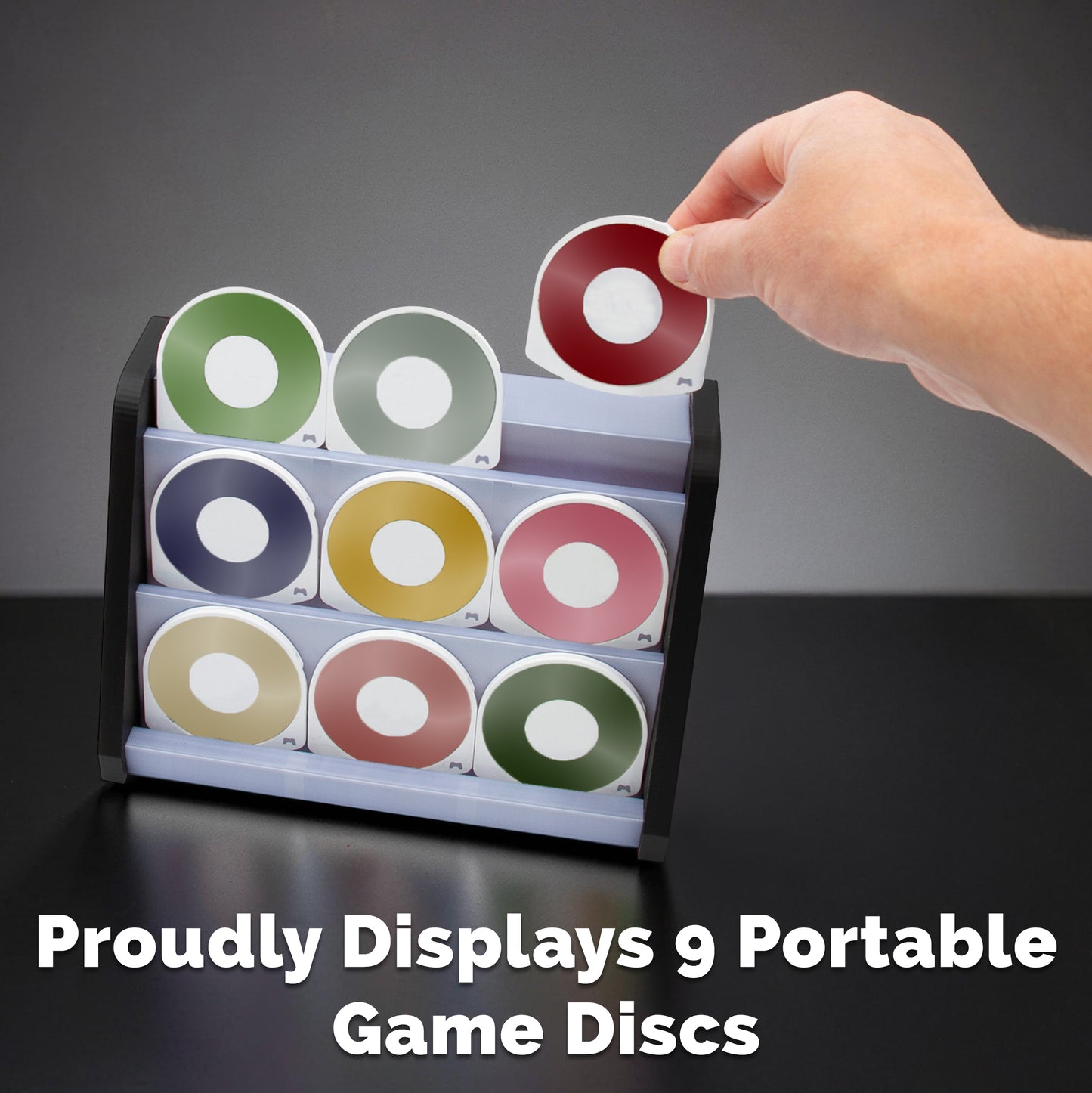 UMD Disc Holder & Display Stand – Organizer Tower Compatible with PSP 1000, 2000, 3000 Games, Holds 9 PSP Games - Sturdy Collector Storage Case