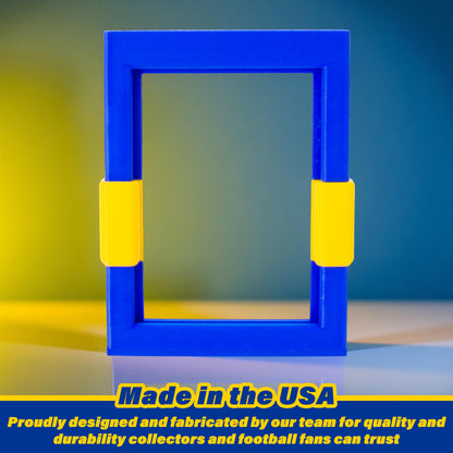 Football Card Toploader Display Stand – 3 Pack Top Loader Stand Blue & Yellow Los Angeles Team Colors Compatible With Panini Topps Bowman
