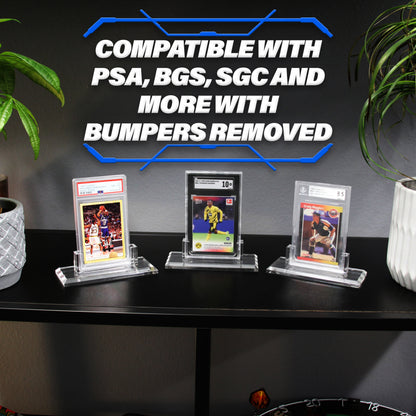 Professional Graded Card Display Compatible With PSA BGS SGC CGC Graded Cards, Three Pack of Premium Graded Card Holder Stands With Base