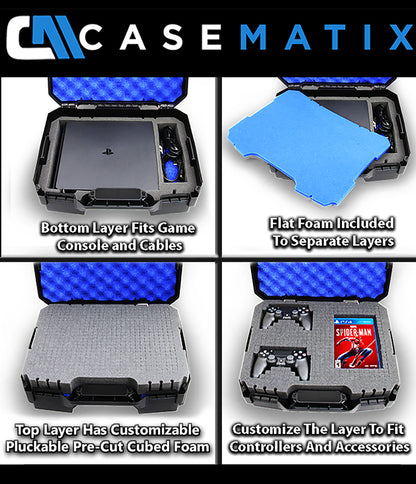 Travel Case Compatible with PS4 Slim Console – Fits PlayStation 4 Slim 1TB, Controllers, Games & Cables – Will Not Fit PS4 or PS4 Pro