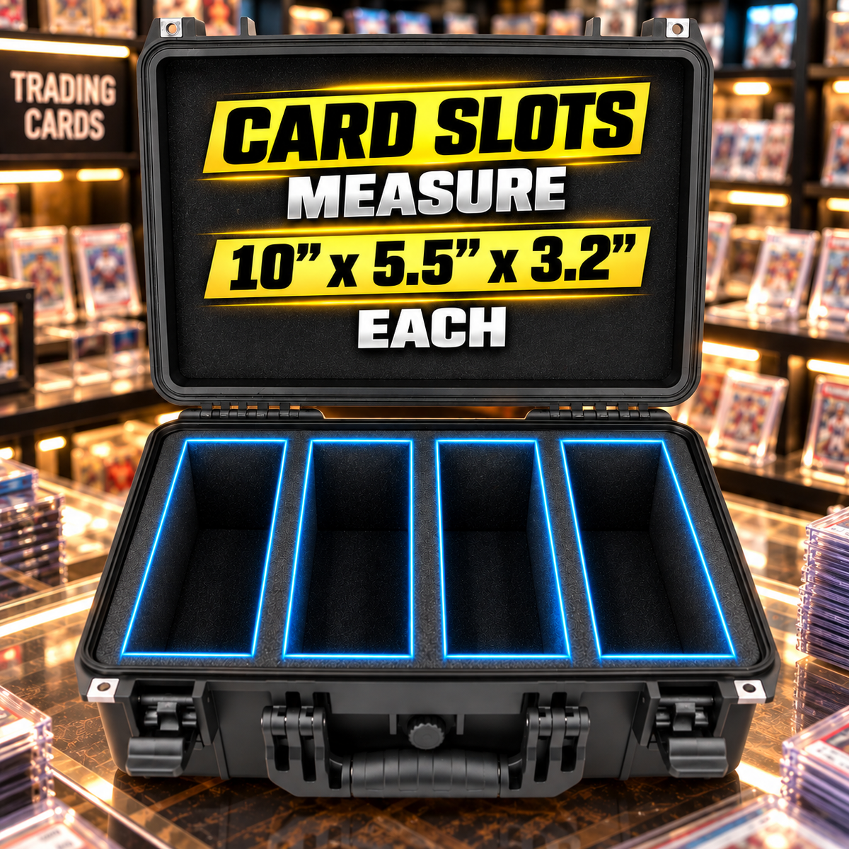 Graded Card Storage Box - 130 BGS/CSG/PSA Cards, IPX7 Waterproof Case w/ Dividers & Dual Locks for Sports Trading Card Slabs & Top Loaders