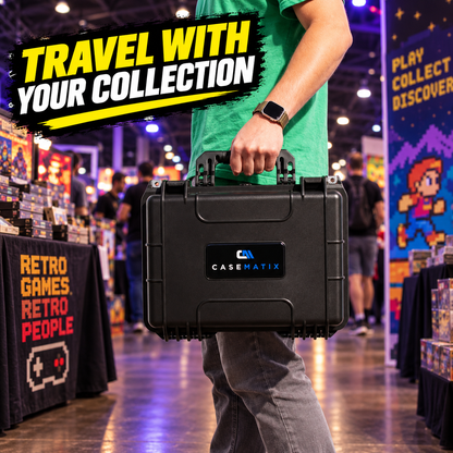 Travel Case for N64 Game Storage, Holds 36 Cartridges, 16" Waterproof Hard Shell Game Cartridge Organizer with Foam Dividers