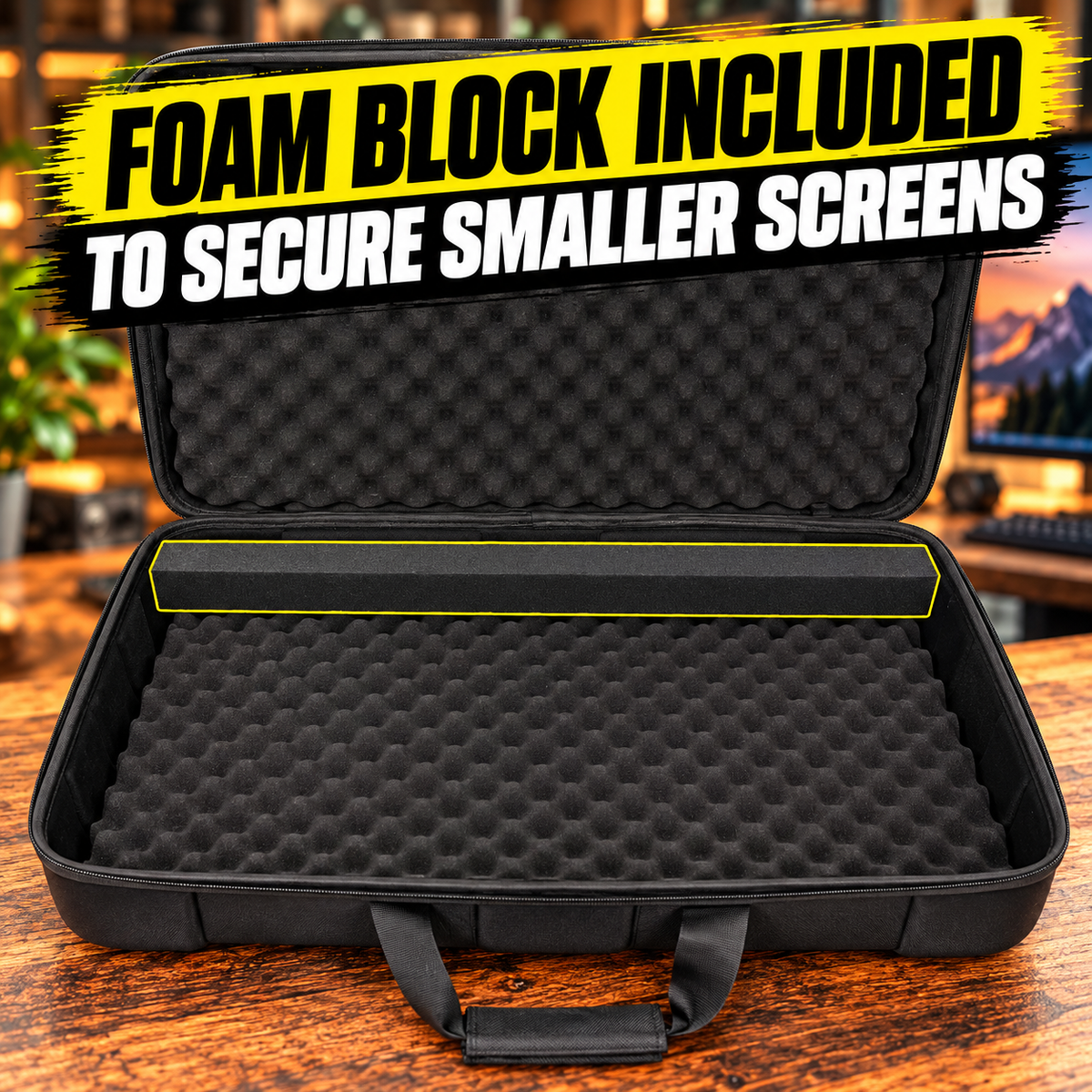 Portable Monitor Case Fits 24–29 Inch Gaming Monitors or Laptops – Hard Shell EVA Screen Cover with Padding & Accessory Storage for 24” & 27” Displays