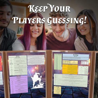 Faux Leather Double-Sided DM Screen – 8-Pocket Folding GM Screen with Outward-Facing Sleeves for Tabletop RPGs (Inserts Not Included)