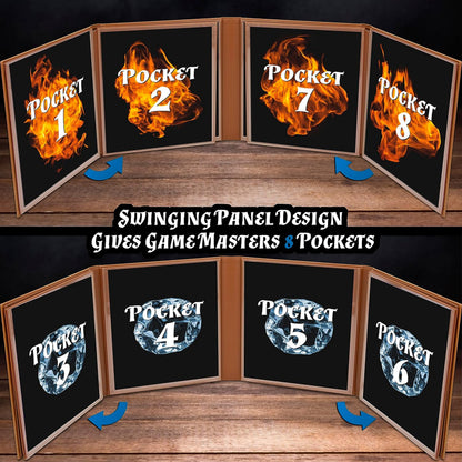 DM Screen 8-Panel Deluxe GM Screen - Eight Panel Folding Dungeon Master Screen for TTRPGs - Inserts Not Included - Black, Brown or Green Options