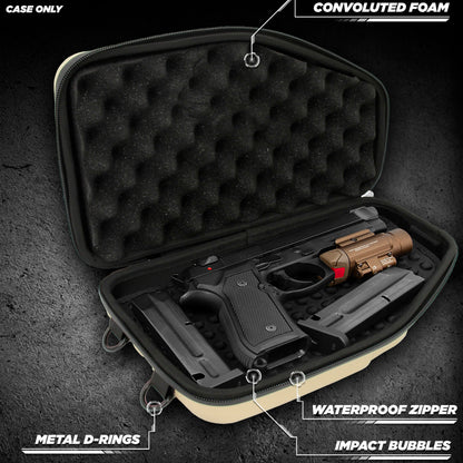 Locking Pistol Case Fits Small to Large 9mm Pistols with Room For Extra Clips and Attachments - Premium Handgun Case with Lock Zippers