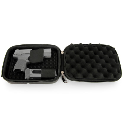 Concealed Carry Locking Pistol Case Fits 9mm Pistols and Extra Mag - Portable EVA Handgun Case Water Resistant Gun Bag and Shoulder Strap
