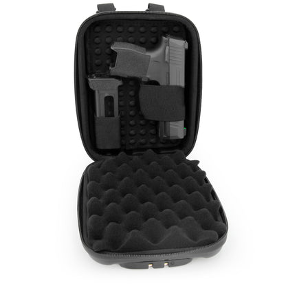 Concealed Carry Locking Pistol Case Fits 9mm Pistols and Extra Mag - Portable EVA Handgun Case Water Resistant Gun Bag and Shoulder Strap