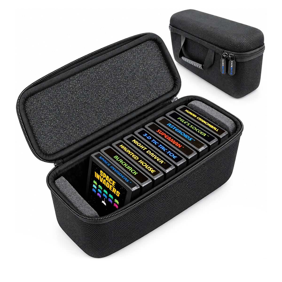 Game Cartridge Storage Case Compatible with Atari 2600 Cartridges, Holds 12 Retro Video Game Cartridges, Organizer with Padded Slots
