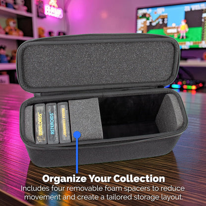 Game Cartridge Storage Case Compatible with Atari 2600 Cartridges, Holds 12 Retro Video Game Cartridges, Organizer with Padded Slots
