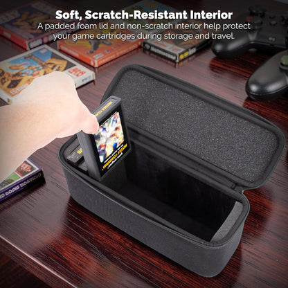 Game Cartridge Storage Case Compatible with Atari 2600 Cartridges, Holds 12 Retro Video Game Cartridges, Organizer with Padded Slots