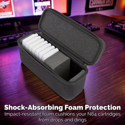 N64 Game Cartridge Storage Case Compatible with 12 Nintendo 64 Game Cartridges, Retro Video Game Organizer with Padded Game Holder