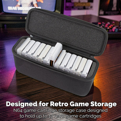 N64 Game Cartridge Storage Case Compatible with 12 Nintendo 64 Game Cartridges, Retro Video Game Organizer with Padded Game Holder
