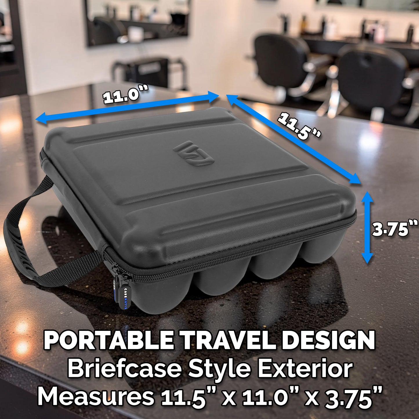 Barber Clipper Travel Case – Holds 4 Cordless or Corded Hair Clippers, Trimmers & Buzzers – Portable Organizer with Top Pocket for Barber Supplies
