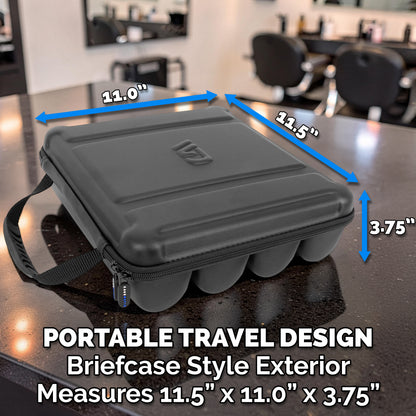 Barber Clipper Travel Case – Holds 4 Cordless or Corded Hair Clippers, Trimmers & Buzzers – Portable Organizer with Top Pocket for Barber Supplies