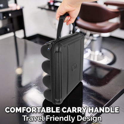 Barber Clipper Travel Case – Holds 4 Cordless or Corded Hair Clippers, Trimmers & Buzzers – Portable Organizer with Top Pocket for Barber Supplies