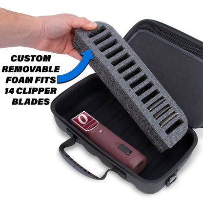 Hair Clipper Case For Barbers Compatible with 14 Metal Andis, Oster, Wahl - Detachable Clipper Blades, Includes Black Carry Case Only