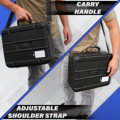 Miniature Carrying Case - Fully Customizable Miniature Storage Case with Two Pluck Foam Foam Trays For Minis, with Shoulder Strap