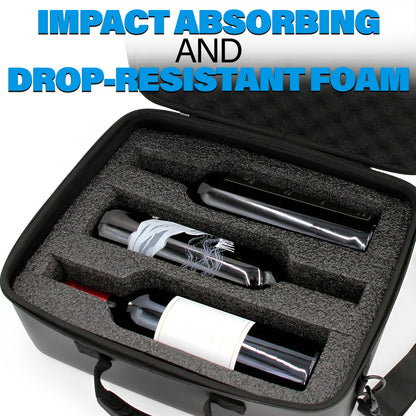 Wine Travel Case for 3 Bottles with Shock-Absorbing Foam & Adjustable Carrying Strap - Protective Wine Suitcase for Storage