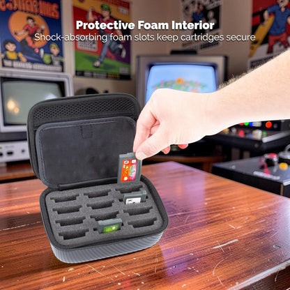 Travel Case Compatible with Game Boy Advance GBA Game Cartridges – Holds 12 Game Cartridges with Protective Foam Slots, Hard Shell Storage Case