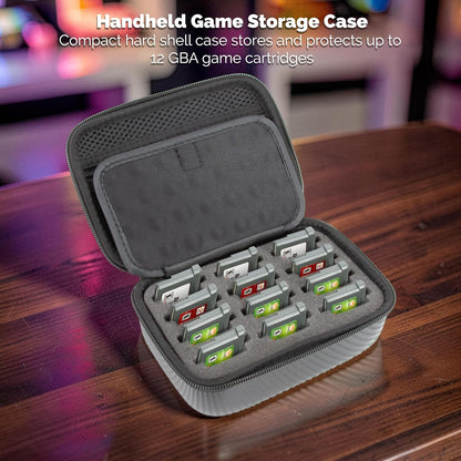 Travel Case Compatible with Game Boy Advance GBA Game Cartridges – Holds 12 Game Cartridges with Protective Foam Slots, Hard Shell Storage Case