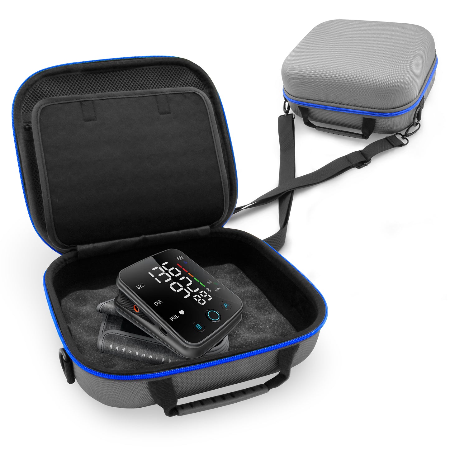 Carrying Case Compatible with Oxiline Pressure XS Pro Blood Pressure Monitor – Hard Shell Travel Case with Strap, Accessory Pocket, and Carry Handle