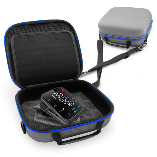 Carrying Case Compatible with Oxiline Pressure XS Pro Blood Pressure Monitor – Hard Shell Travel Case with Strap, Accessory Pocket, and Carry Handle