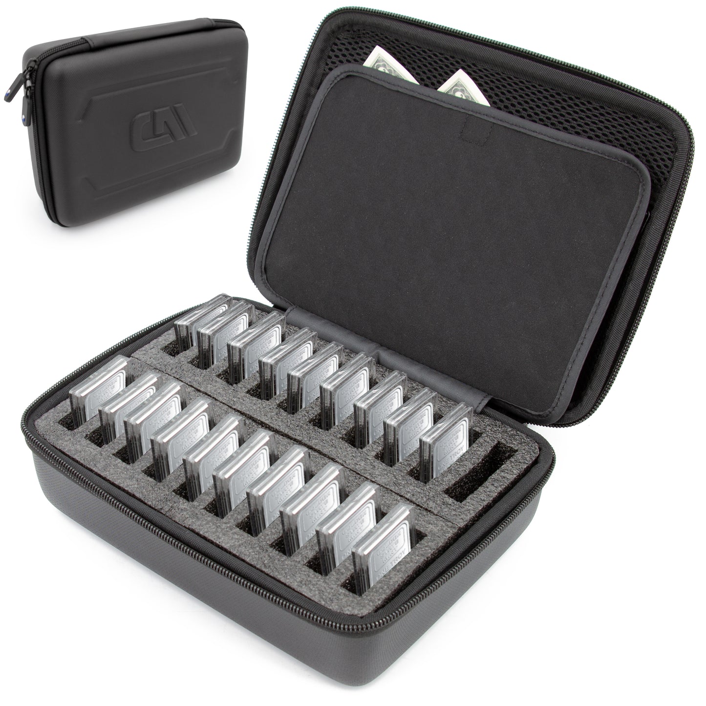 1 oz Silver Bar Capsule Holder Case for 1 Troy Ounce Silver Bars, Bullion Storage Box Fits 20 Capsules up to 50mm, Organizer for Silver Bar Holders