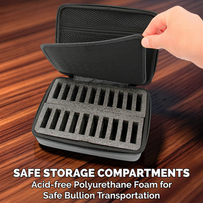 1 oz Silver Bar Capsule Holder Case for 1 Troy Ounce Silver Bars, Bullion Storage Box Fits 20 Capsules up to 50mm, Organizer for Silver Bar Holders