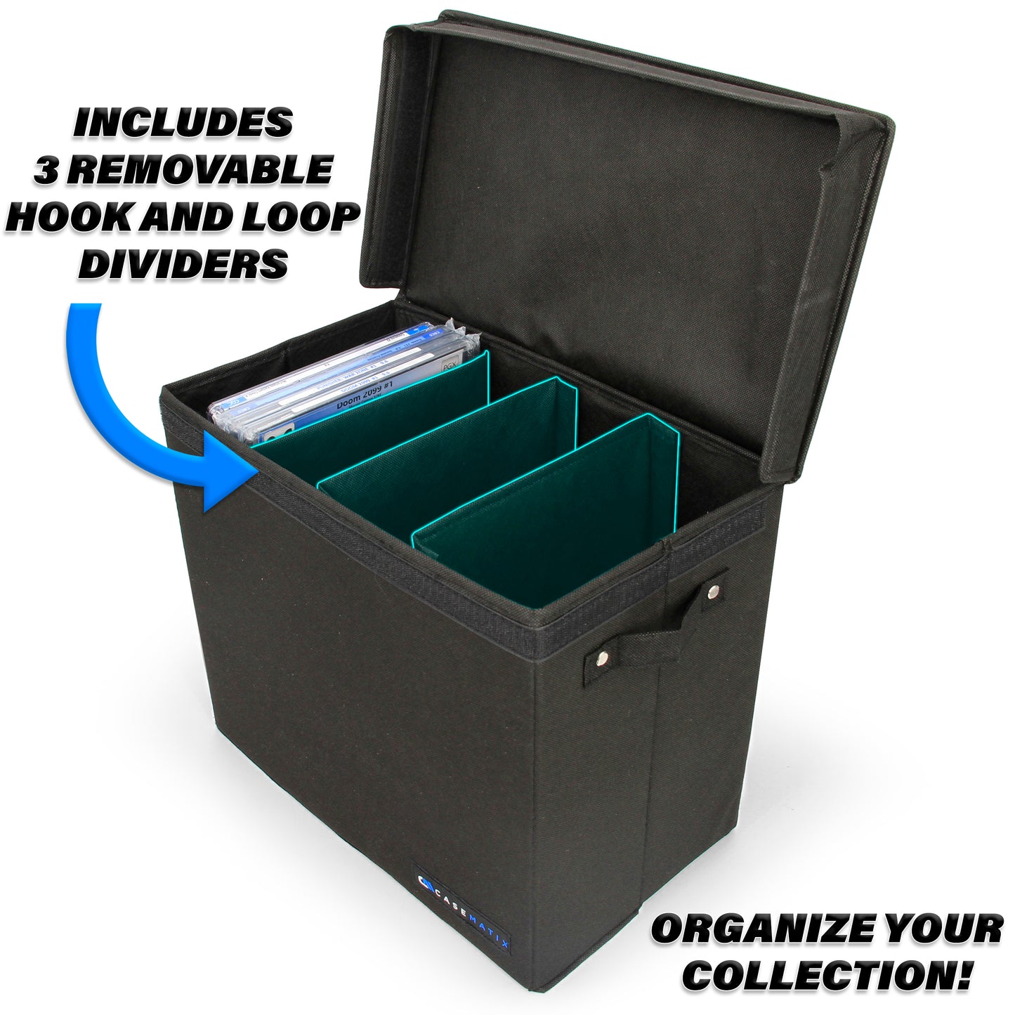 Graded Comic Book Storage Case Fits up to 28 CGC Graded Comics, Lightweight Comic Book Bin with Three Comic Book Partitions (3 Pack)