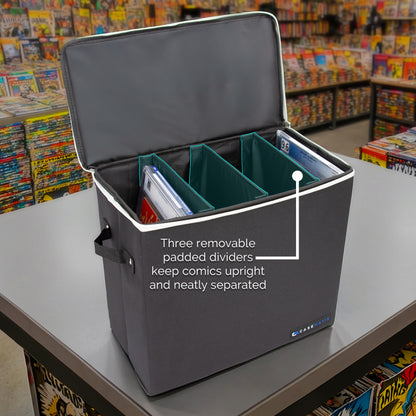 Graded Comic Book Storage Case – Fits 28 CGC Comics, Premium Comic Bin with 3 Removable Dividers for Slabbed Comics, Collectible Storage & Protection