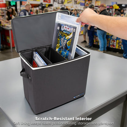 Graded Comic Book Storage Case – Fits 28 CGC Comics, Premium Comic Bin with 3 Removable Dividers for Slabbed Comics, Collectible Storage & Protection