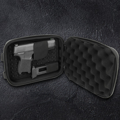 Concealed Carry Locking Pistol Case Fits 9mm Pistols and Extra Mag - Portable EVA Handgun Case Water Resistant Gun Bag and Shoulder Strap