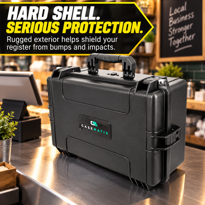 Custom Waterproof Case Compatible with Square Register POS System - Impact Resistant Foam Protection with Heavy Duty Latches & Padlock Holes
