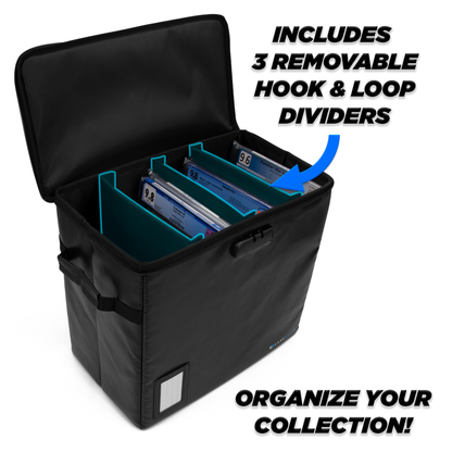 Graded Comic Book Storage Fits 30 CGC Comics - Hard Shell Fire Resistant Bin with 3 Dividers & Zipper Lock, Heat Protection (3 Pack)