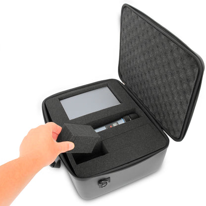 Hard Shell Case with 2 Customizable Pluck Foam Inserts - 15" Protective Case with Stacking Foam Trays & Shoulder Strap for Electronics, Tools & More
