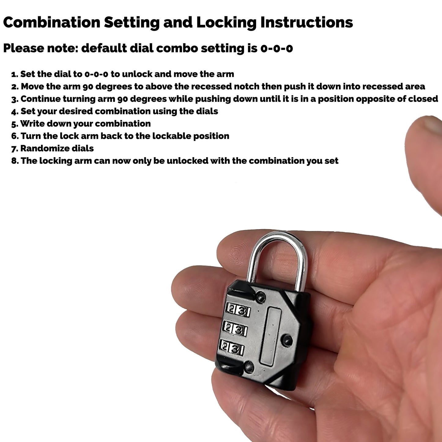 Adjustable Combination Padlock, Weather Resistant, 3 Digit Resetable Combination Lock, Keyless, Black, 2-Pack