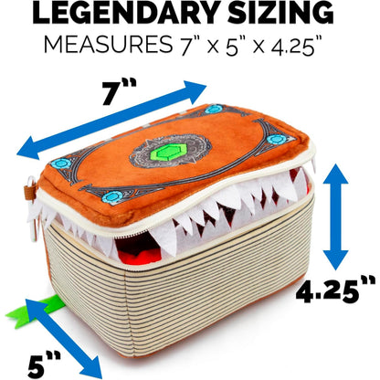 Mimic Tome Dice Chest and Dice Case with 7 Included RPG Dice - Plush Dice Bag with Zipper Closure and Carabiner for 250 DnD Tabletop Dice