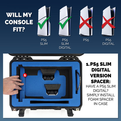 Travel Case Compatible With PS5 Slim & PlayStation 5 Slim Digital Edition - Hard Shell Waterproof Case for Console, Controllers and More