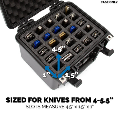 Folding Knife Case Lockable Knife Storage for 25 4.0" to 5.5" Folded Knives -  Waterproof,  Organizer and Blade Holder Includes Case Only
