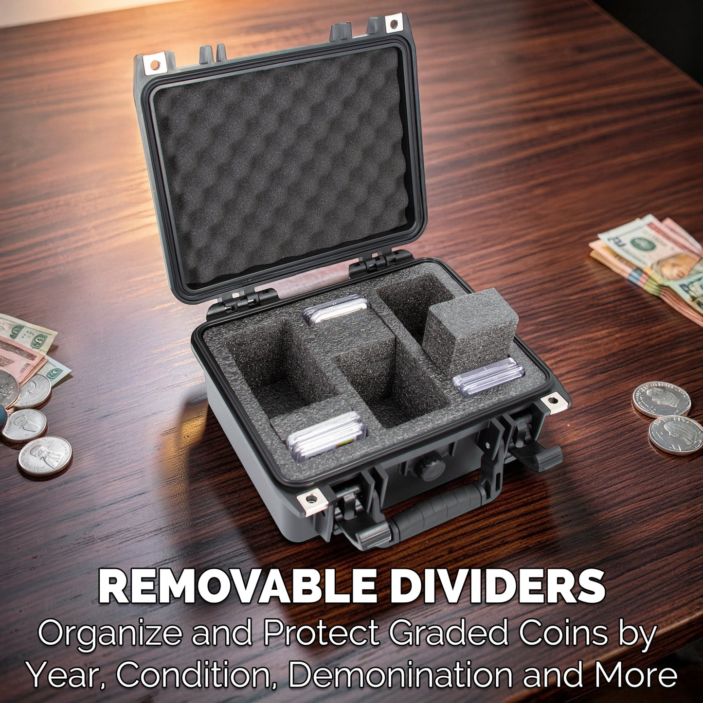 Graded Coin Slab Case for 42 PCGS & NGC Coin Holders – IP67 Waterproof Coin Storage Box for Coin Collectors, Coin Slabs and Collection Supplies