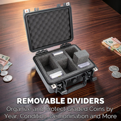 Graded Coin Slab Case for 42 PCGS & NGC Coin Holders – IP67 Waterproof Coin Storage Box for Coin Collectors, Coin Slabs and Collection Supplies