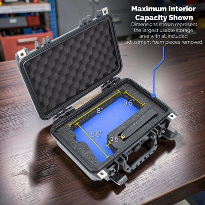 Hard Gun Case for Pistols – Waterproof Handgun Case for 9mm, Compact Pistols & Accessories – Custom Foam Interior with Adjustable Inserts