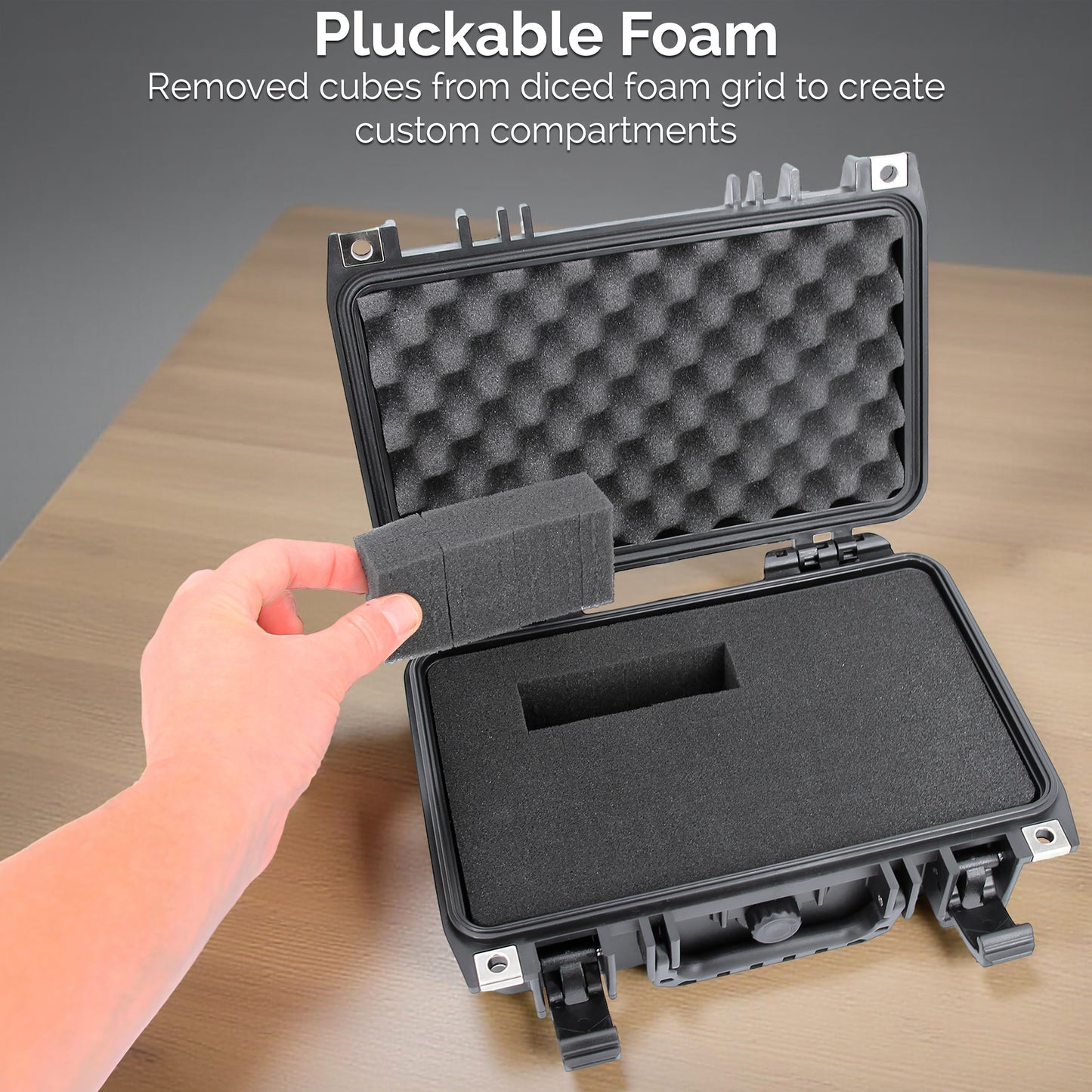 12" Waterproof Hard Travel Case with Padlock Rings and Customizable Foam - Fits Accessories up to 9" x 5" x 2.75"