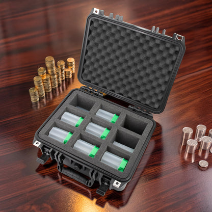 American Silver Eagle Coin Tube Storage Case Holds 18 Coin Tubes, Waterproof Hard Shell Coin Organizer for 1oz Silver Eagle & Morgan Dollar Holders
