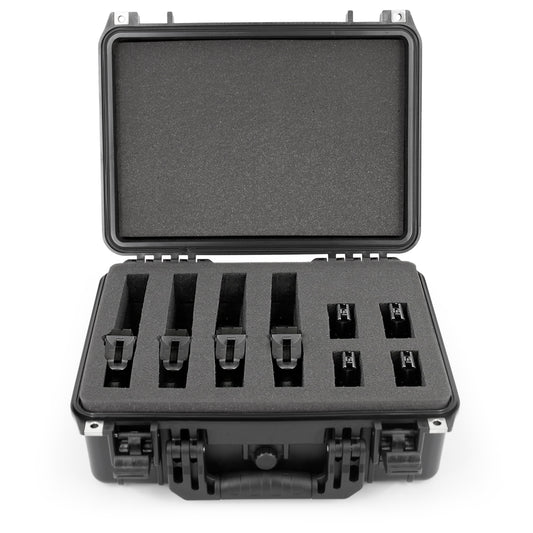 16" Customizable 4 Pistol Multiple Pistol Case - Waterproof & Shockproof Hard Gun Cases for Pistols, Magazines and Accessories with Two Layers of Foam
