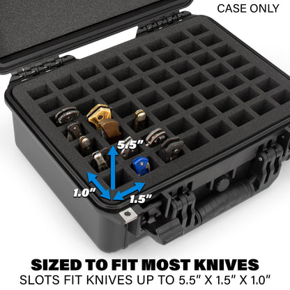 56 Folding Knife Case - Waterproof Pocket Knife Holder & Knife Box Organizer Fits 56 Folding Knives Up To 5.5" with Lockable Storage