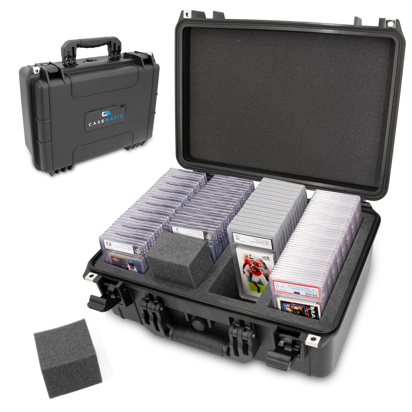 Graded Card Case Compatible with 120+ BGS PSA FGS Graded Sports Trading Cards, Waterproof Graded Slab Card Storage Box