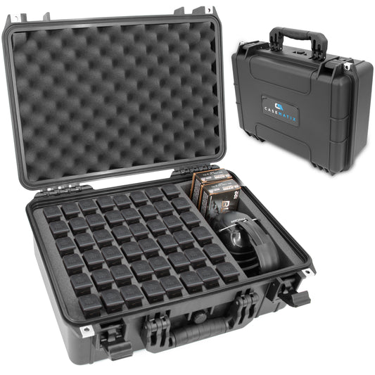 48 Pistol Magazine Storage Case and 9mm Ammo Storage Organizer - TSA Approved Hard Shell Gun Magazine Holder for 48 Clips with Accessory Storage